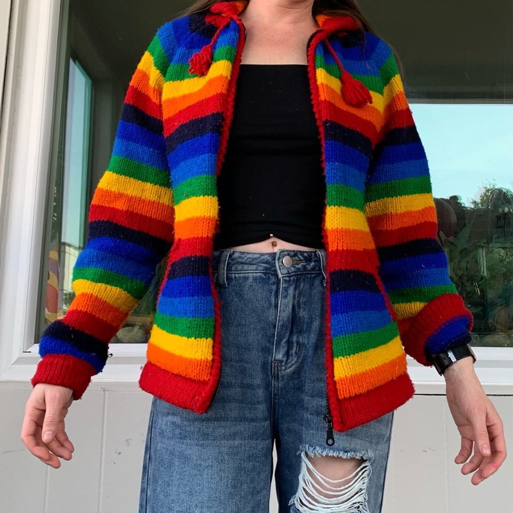 Native Creations Rainbow Zip Up Hoodie One Size